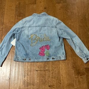 Custom painted bride jean jacket